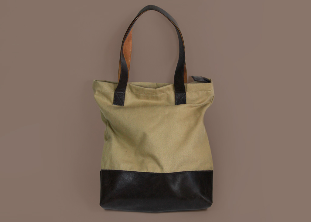 Hamilton Two - Cotton Canvas Shopper Bag With Leather Botom / Beige Tote Bag / Shopping Bag / Casual Bag