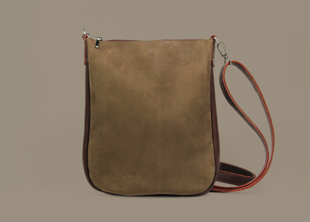 Brown Crossbody Bag With Zipper "joey Brownie", Small Brown Crossbody Purse, Leather Bag For Ipad Mini, Brown Leather