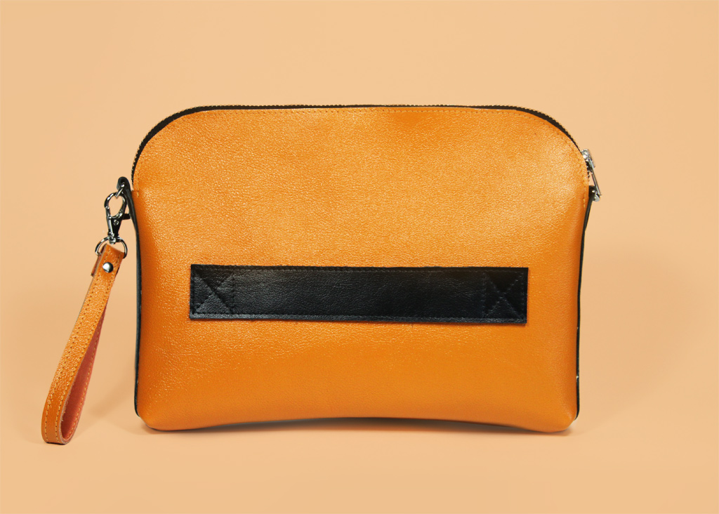 Megan Pumpkin - Handmade Leather Clutch / Leather Purse / Orange Clutch / Pumpkin Handbag