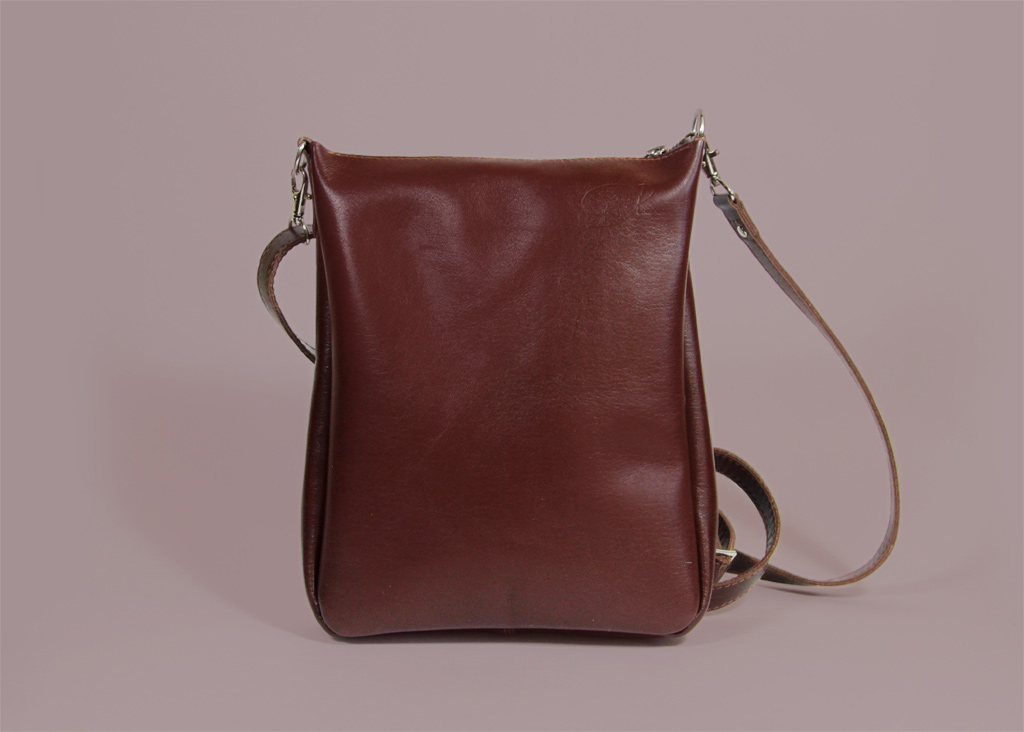 Brown Crossbody Bag With Zipper "joey Rufous", Small Brown Crossbody Purse, Leather Bag For Ipad Mini, Brown Leather Unisex